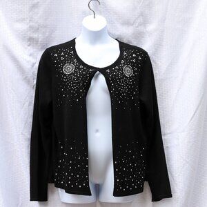 Debbie Morgan Size XL Black embellished/open front cardigan sweater